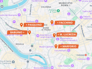 Mapa del Tour de las Estatuas Parlantes de Roma