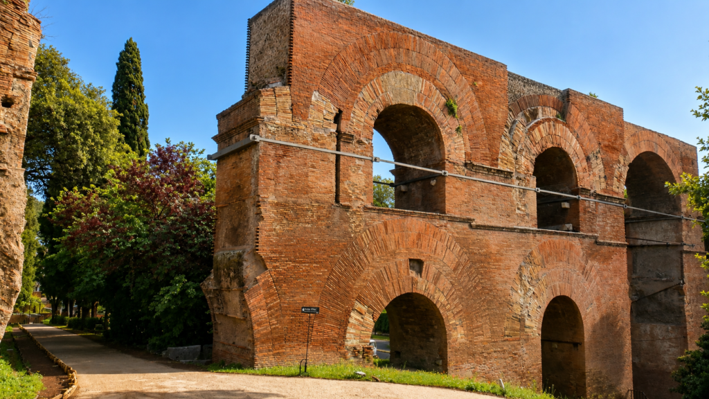 Restos del Acueducto de Nerón en el monte Palatino de Roma