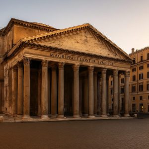 Entrada prinicpal del Panteón de Roma al atardecer, guía de precios y horarios actualizados 2025